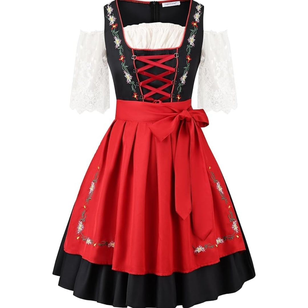 Dames Dirndl Jurk met Schort in Traditionele Oktoberfest-Stijl