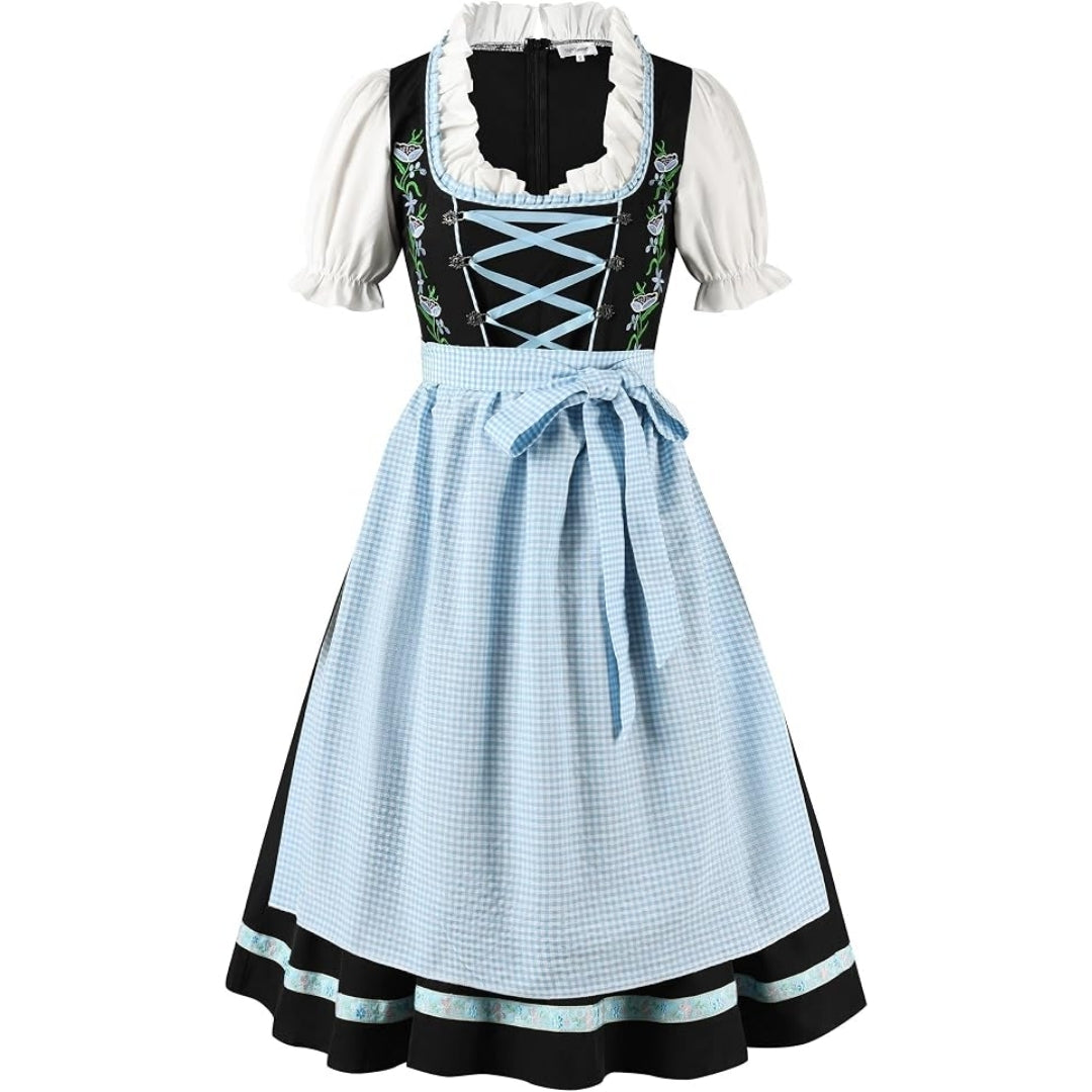 Dames Dirndl Jurk met Schort in Traditionele Oktoberfest-Stijl
