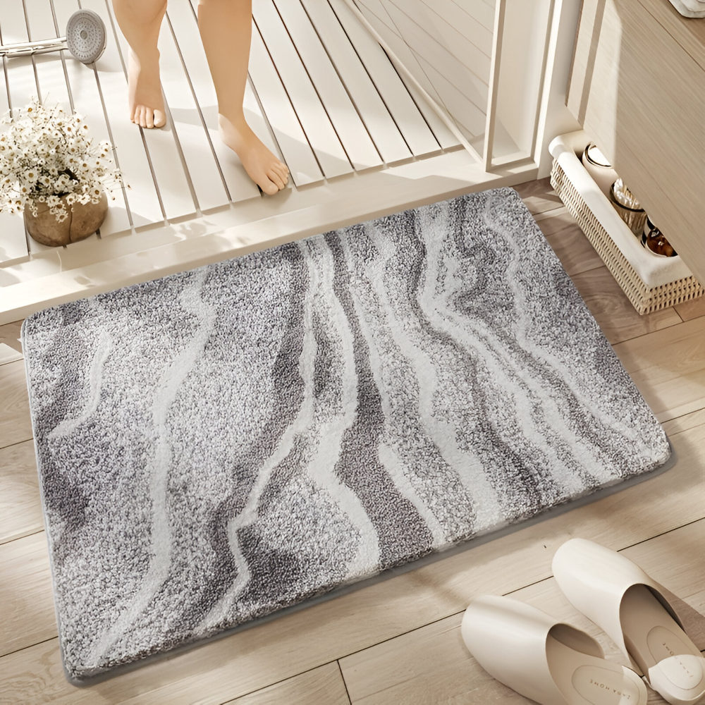 Zachte Badmat met Marmerlook en Antislip Onderzijde voor de Badkamer