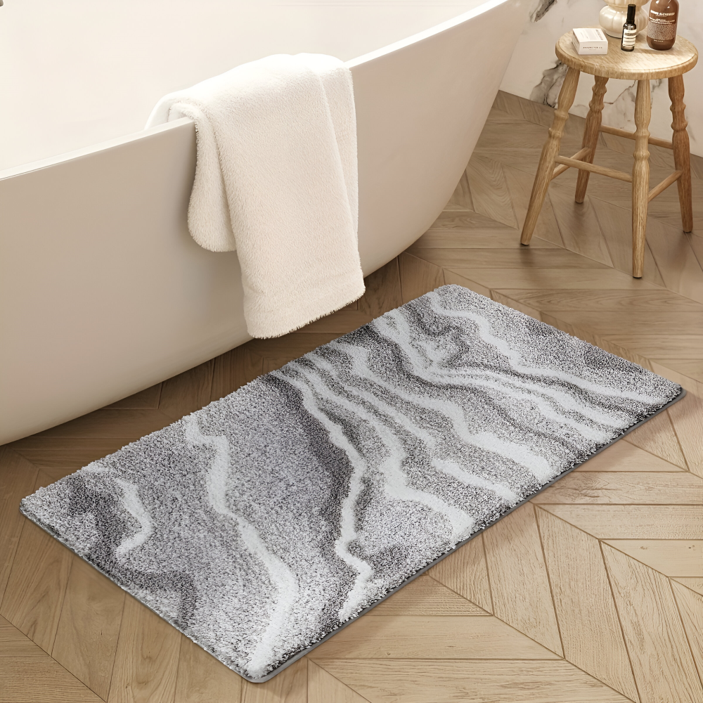 Zachte Badmat met Marmerlook en Antislip Onderzijde voor de Badkamer
