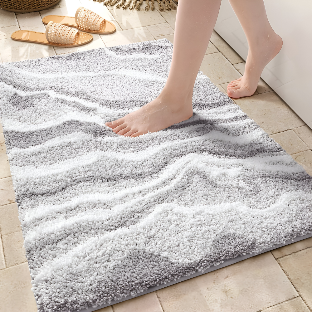 Zachte Badmat met Marmerlook en Antislip Onderzijde voor de Badkamer