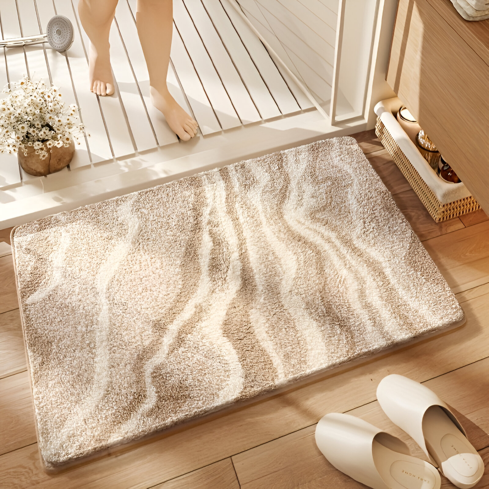 Zachte Badmat met Marmerlook en Antislip Onderzijde voor de Badkamer