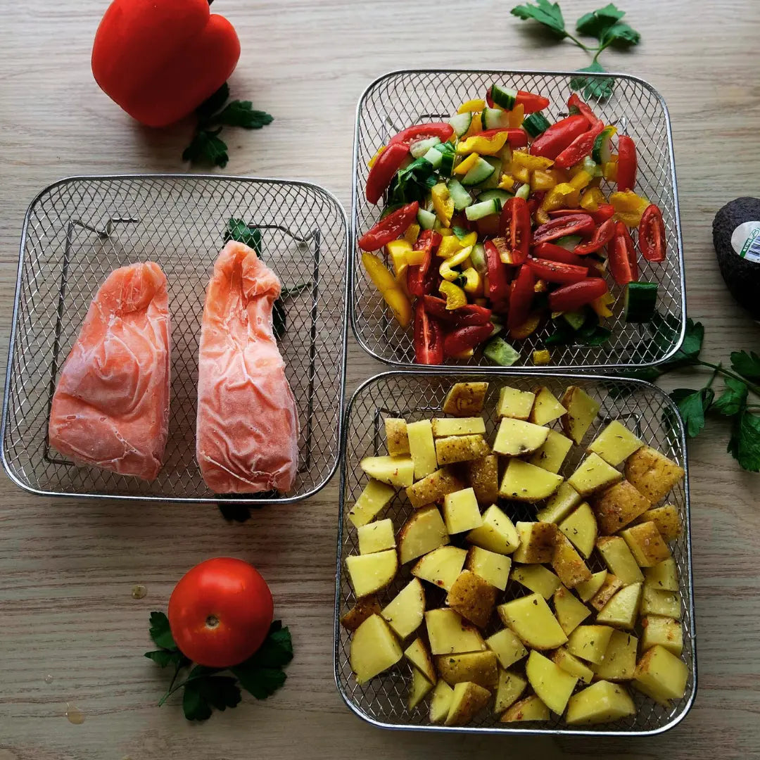 Airfryer Manden RVS Meerlaagse Compact Ontwerp
