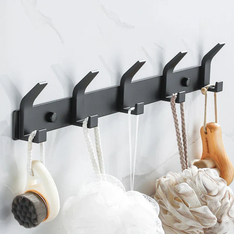 Aluminium Wall Hook Rail with Multiple Hooks for Bathroom and Entryway