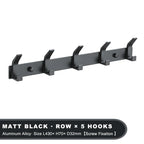 Aluminium Wall Hook Rail with Multiple Hooks for Bathroom and Entryway