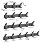 Aluminium Wall Hook Rail with Multiple Hooks for Bathroom and Entryway