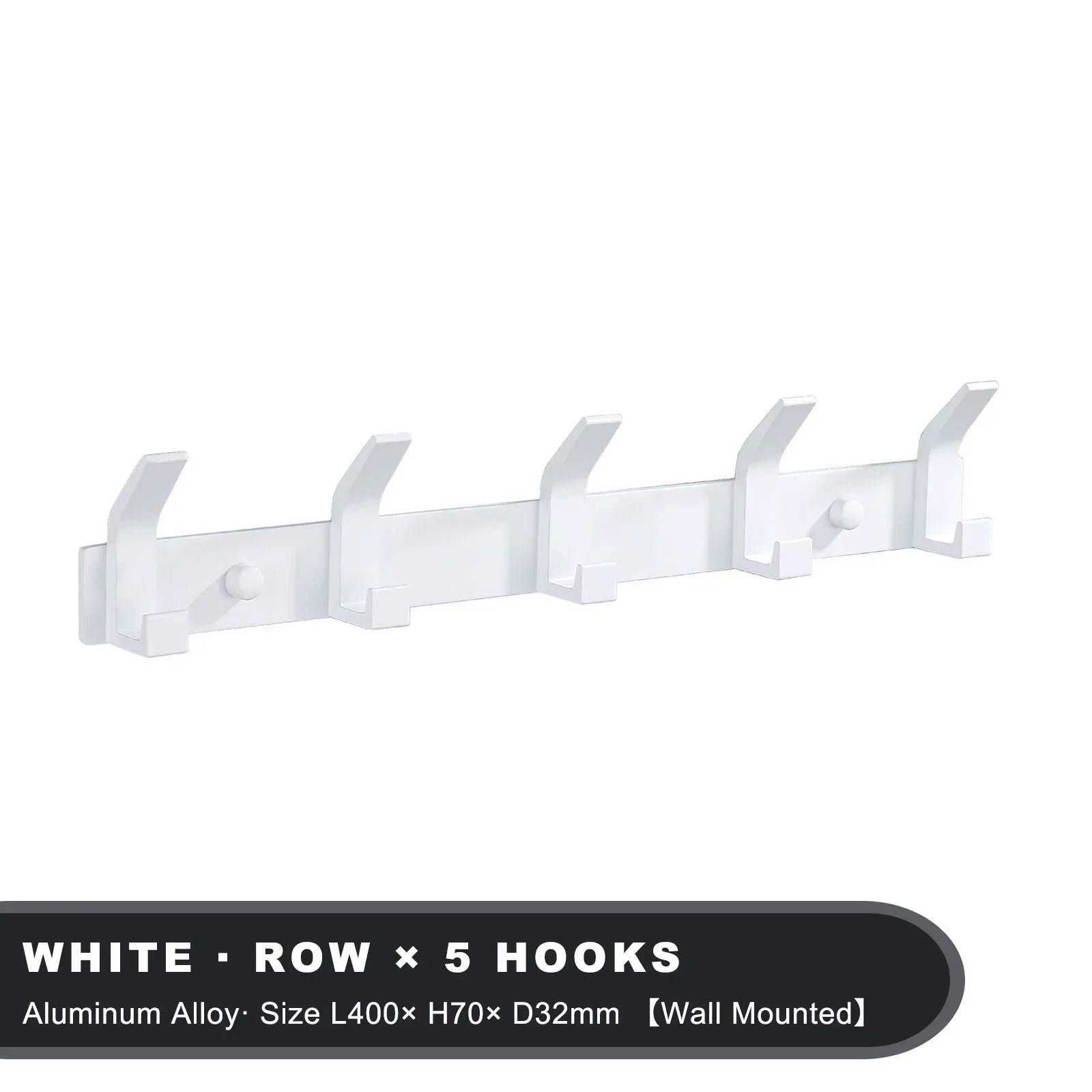 Aluminium Wall Hook Rail with Multiple Hooks for Bathroom and Entryway