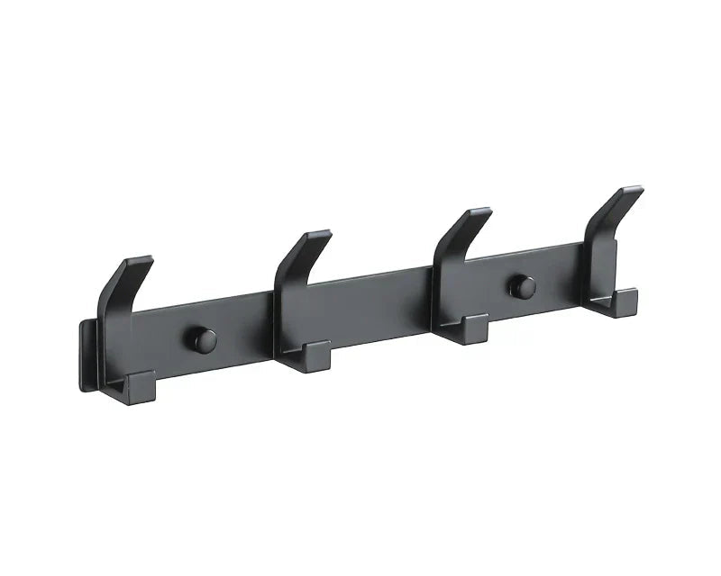 Aluminium Wall Hook Rail with Multiple Hooks for Bathroom and Entryway