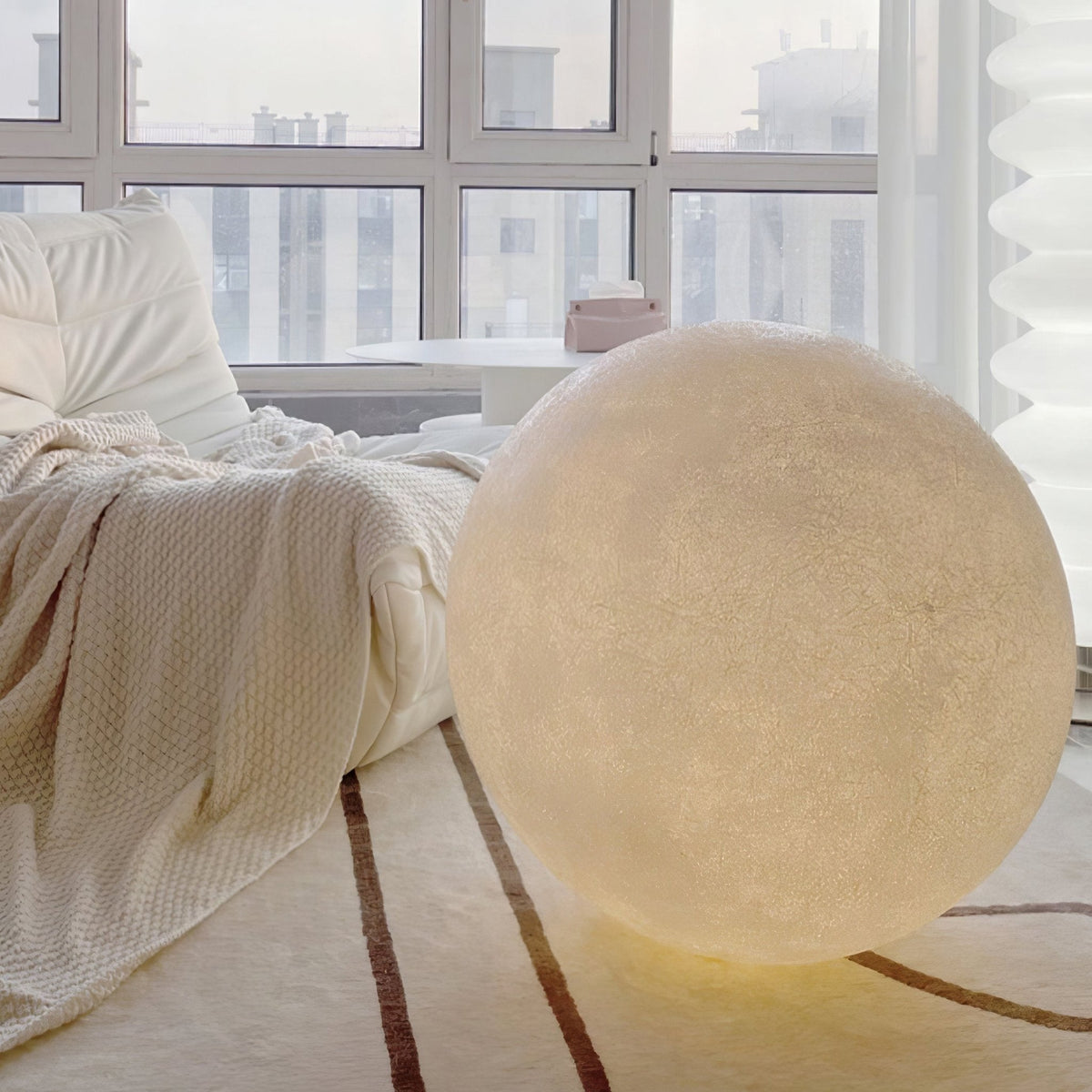 Maanvormige Vloerlamp Met Instelbare LED-Verlichting En Rustgevende Sfeer