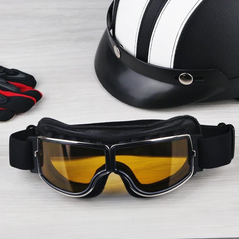 Retro Motorbril Met Stevige Lens En Comfortabele Pasvorm Voor Heldere Ritervaring
