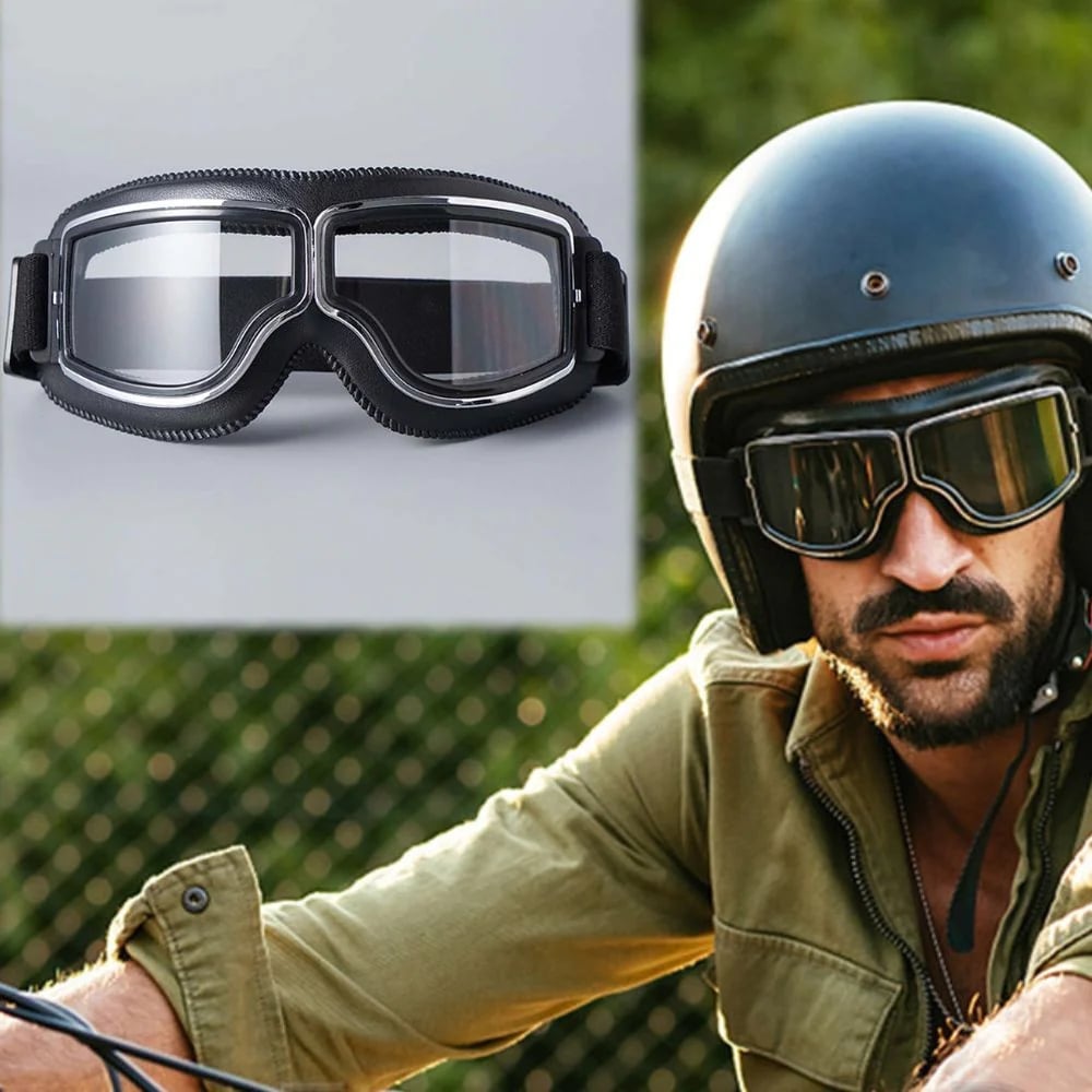 Retro Motorbril Met Stevige Lens En Comfortabele Pasvorm Voor Heldere Ritervaring