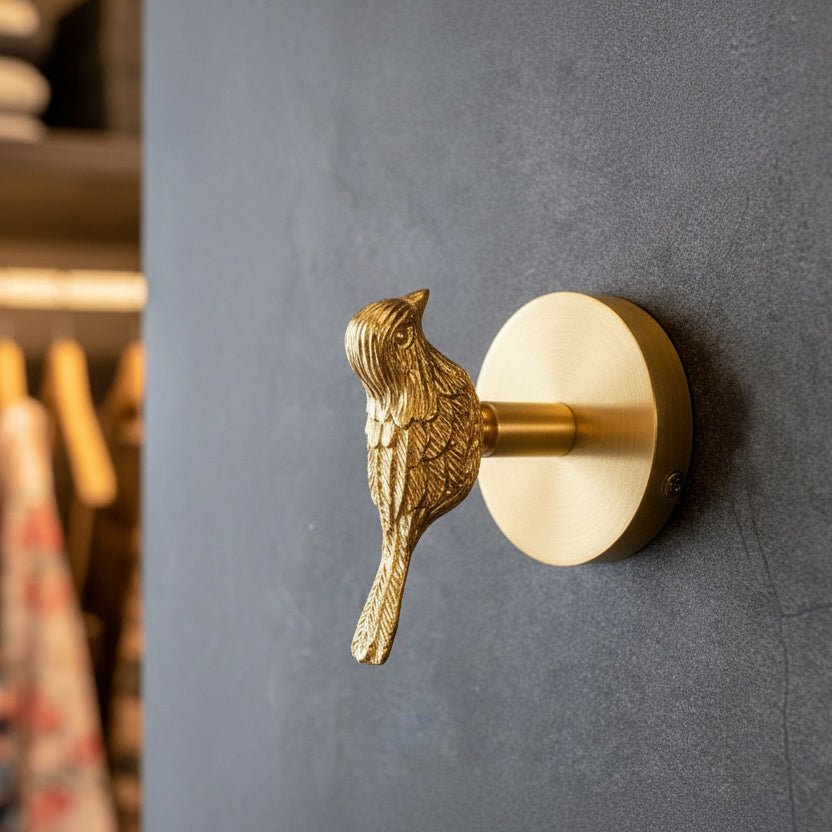 Massief Messing Wandhaak met Decoratief Dieren- en Bloemontwerp voor Wandmontage