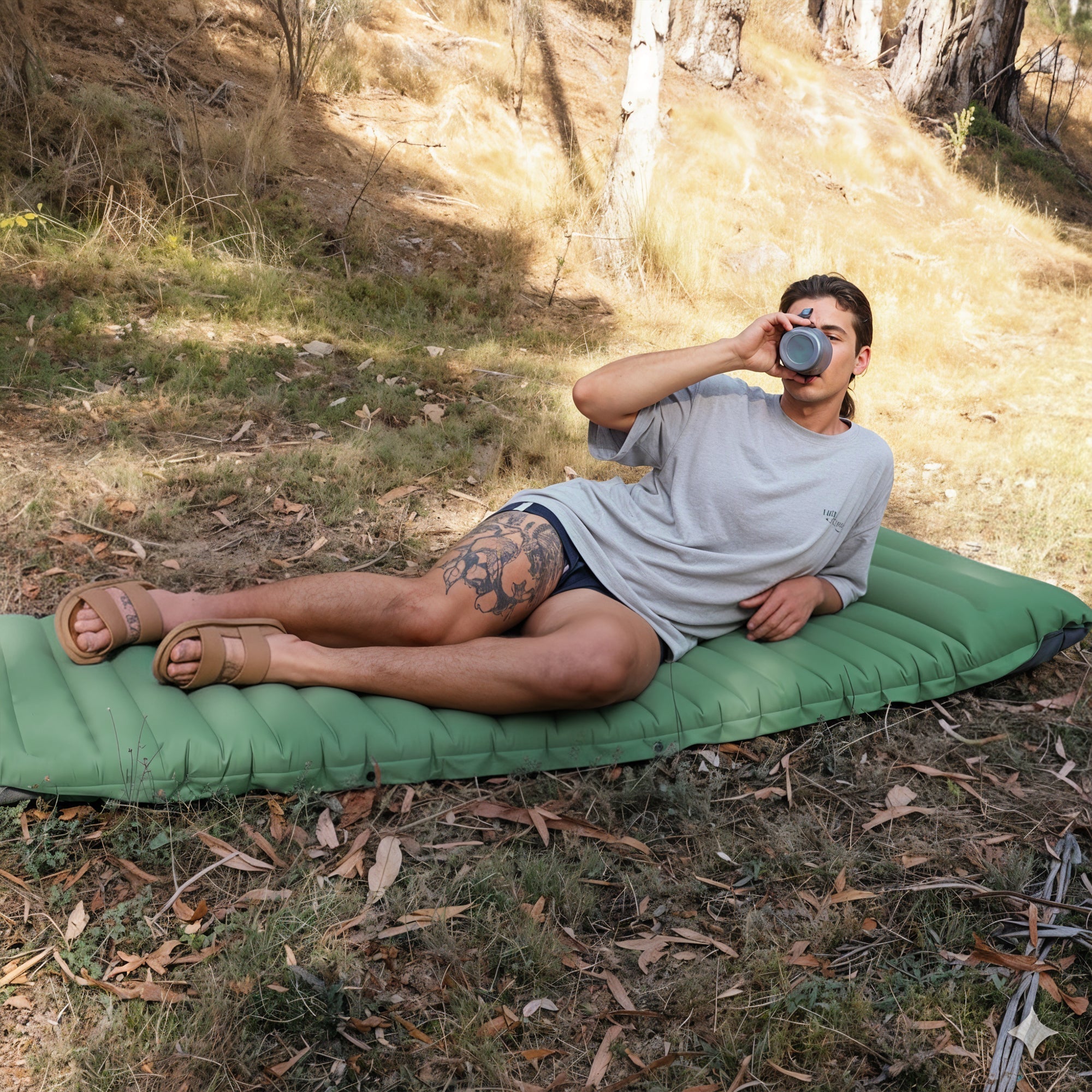 Opblaasbare Camping Slaapmat met Ingebouwde Voetpomp