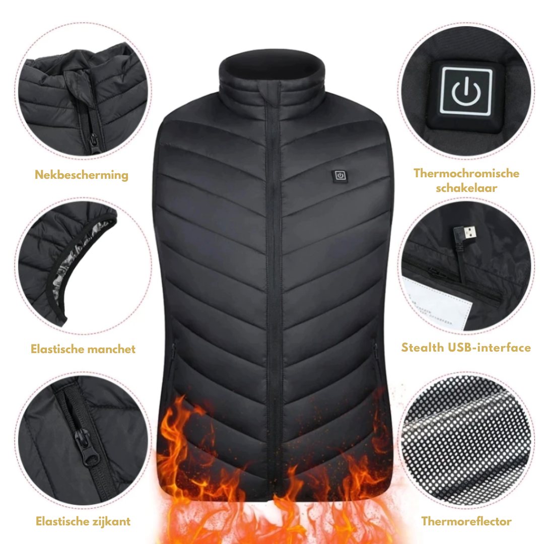 Verwarmde Bodywarmer Met Drie Warmtestanden Voor Comfort Tijdens Koude Dagen