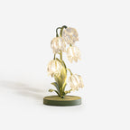 Kristal Tafellamp Met Bloemkap En Sculpturale Steel Voor Warme Sfeerlicht