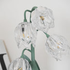 Kristal Tafellamp Met Bloemkap En Sculpturale Steel Voor Warme Sfeerlicht