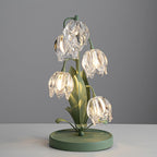 Kristal Tafellamp Met Bloemkap En Sculpturale Steel Voor Warme Sfeerlicht