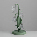 Kristal Tafellamp Met Bloemkap En Sculpturale Steel Voor Warme Sfeerlicht