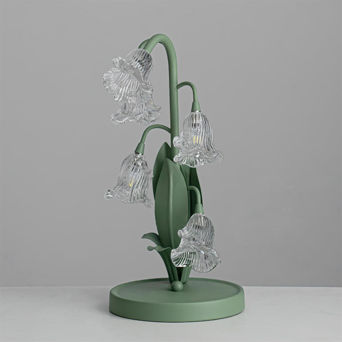 Kristal Tafellamp Met Bloemkap En Sculpturale Steel Voor Warme Sfeerlicht