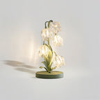 Kristal Tafellamp Met Bloemkap En Sculpturale Steel Voor Warme Sfeerlicht