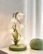Kristal Tafellamp Met Bloemkap En Sculpturale Steel Voor Warme Sfeerlicht