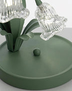 Kristal Tafellamp Met Bloemkap En Sculpturale Steel Voor Warme Sfeerlicht
