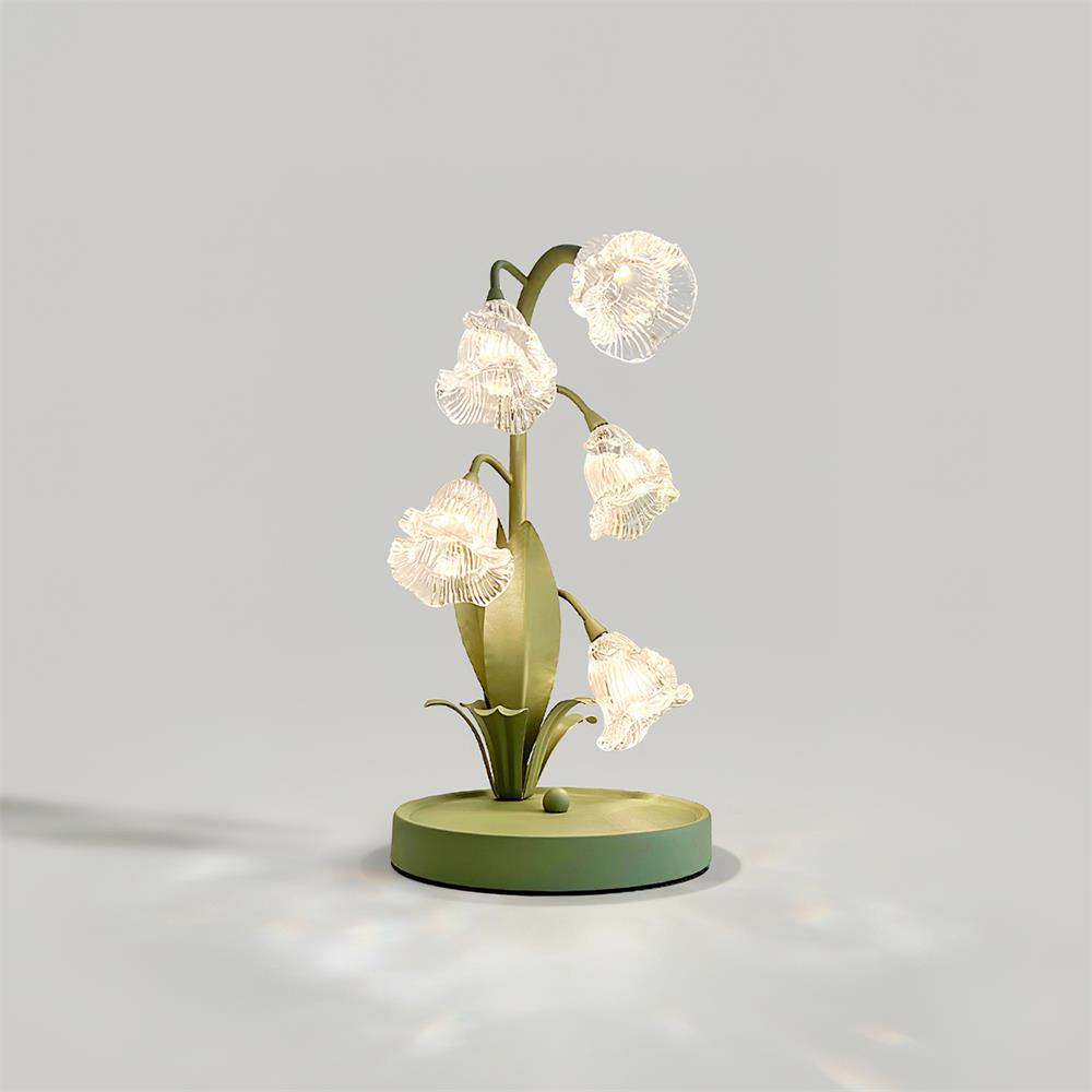Kristal Tafellamp Met Bloemkap En Sculpturale Steel Voor Warme Sfeerlicht