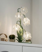Kristal Tafellamp Met Bloemkap En Sculpturale Steel Voor Warme Sfeerlicht