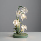 Kristal Tafellamp Met Bloemkap En Sculpturale Steel Voor Warme Sfeerlicht