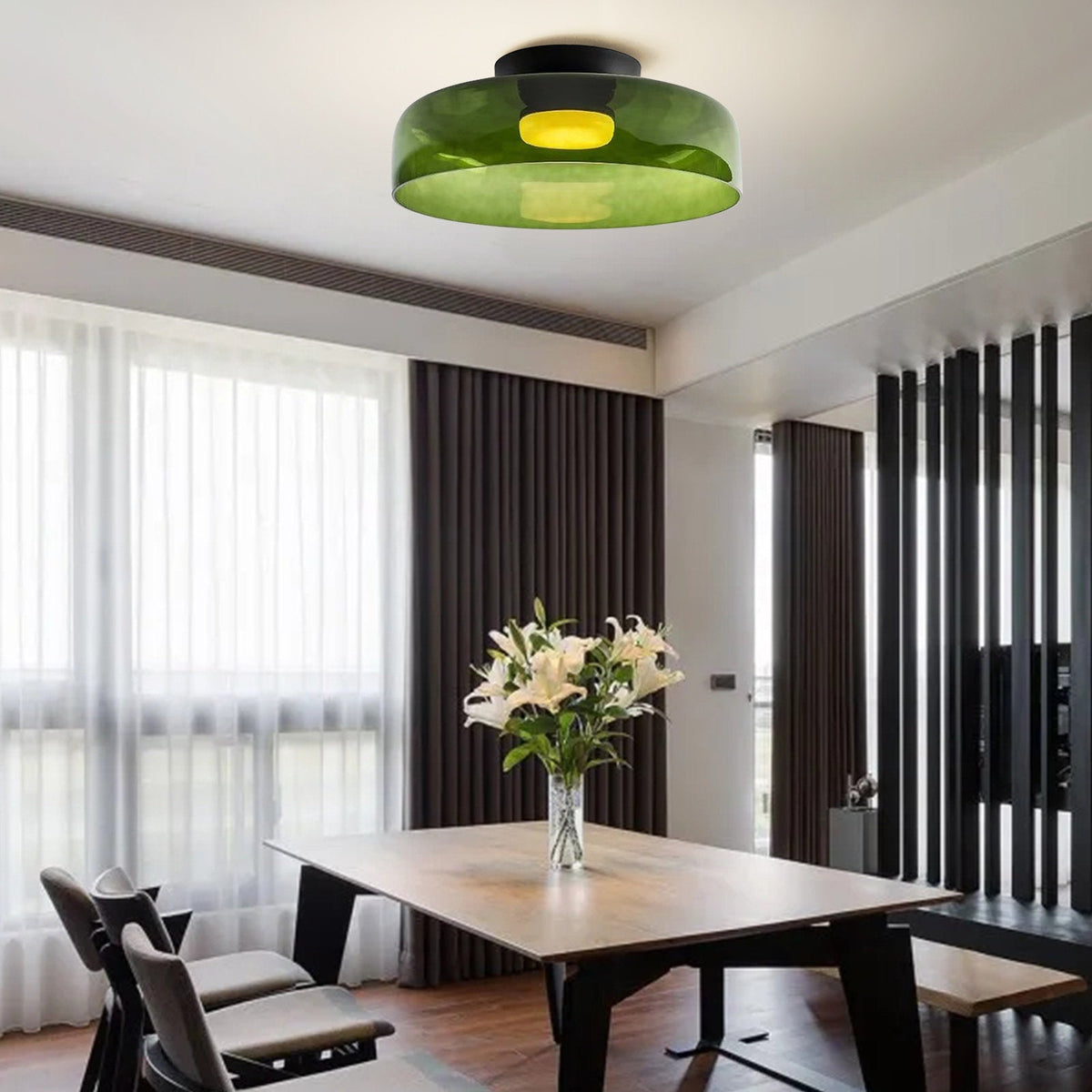 Glazen Plafondlamp Met Gelaagde Vorm En Moderne Sfeerverlichting