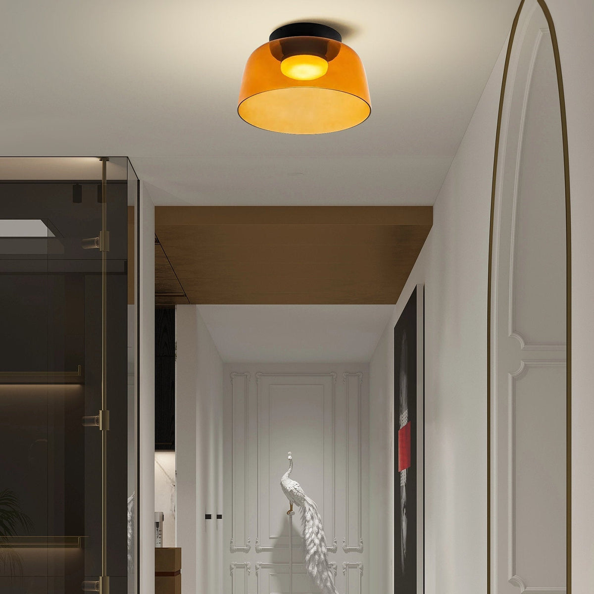 Glazen Plafondlamp Met Gelaagde Vorm En Moderne Sfeerverlichting