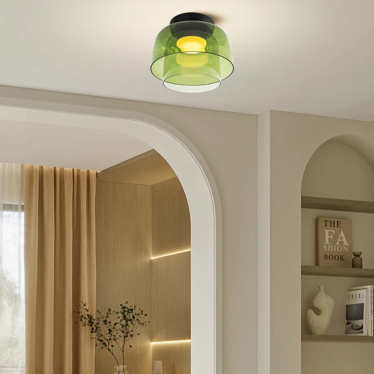 Glazen Plafondlamp Met Gelaagde Vorm En Moderne Sfeerverlichting