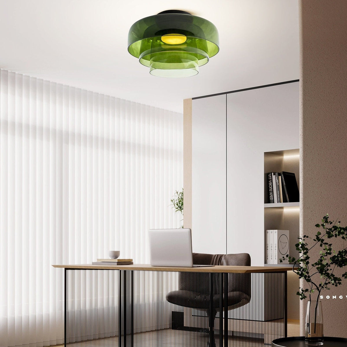 Glazen Plafondlamp Met Gelaagde Vorm En Moderne Sfeerverlichting