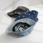 Dames Bucket Hat van Katoen met Geborduurde Madeliefjes en Brede Rand