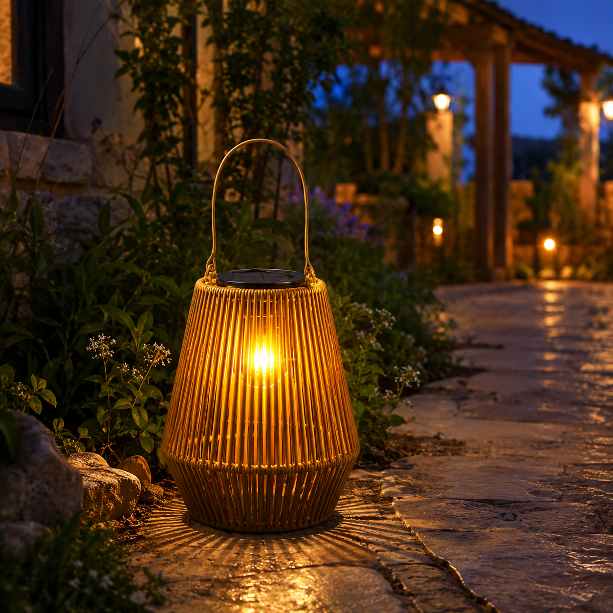 Solar Lantaarn voor Buiten met Warmwit LED Licht en Automatische Sensor