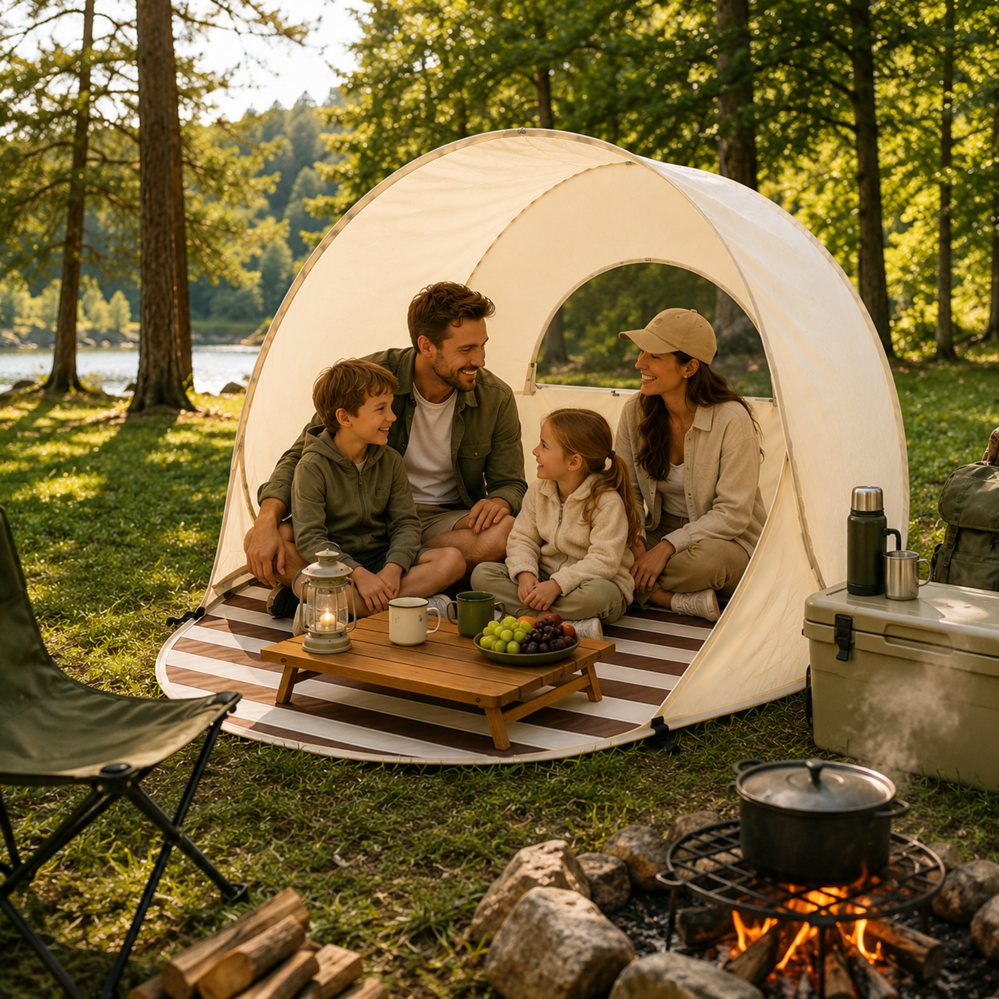 Pop-up Strandtent voor 3 tot 4 Personen met Snelle Opzet