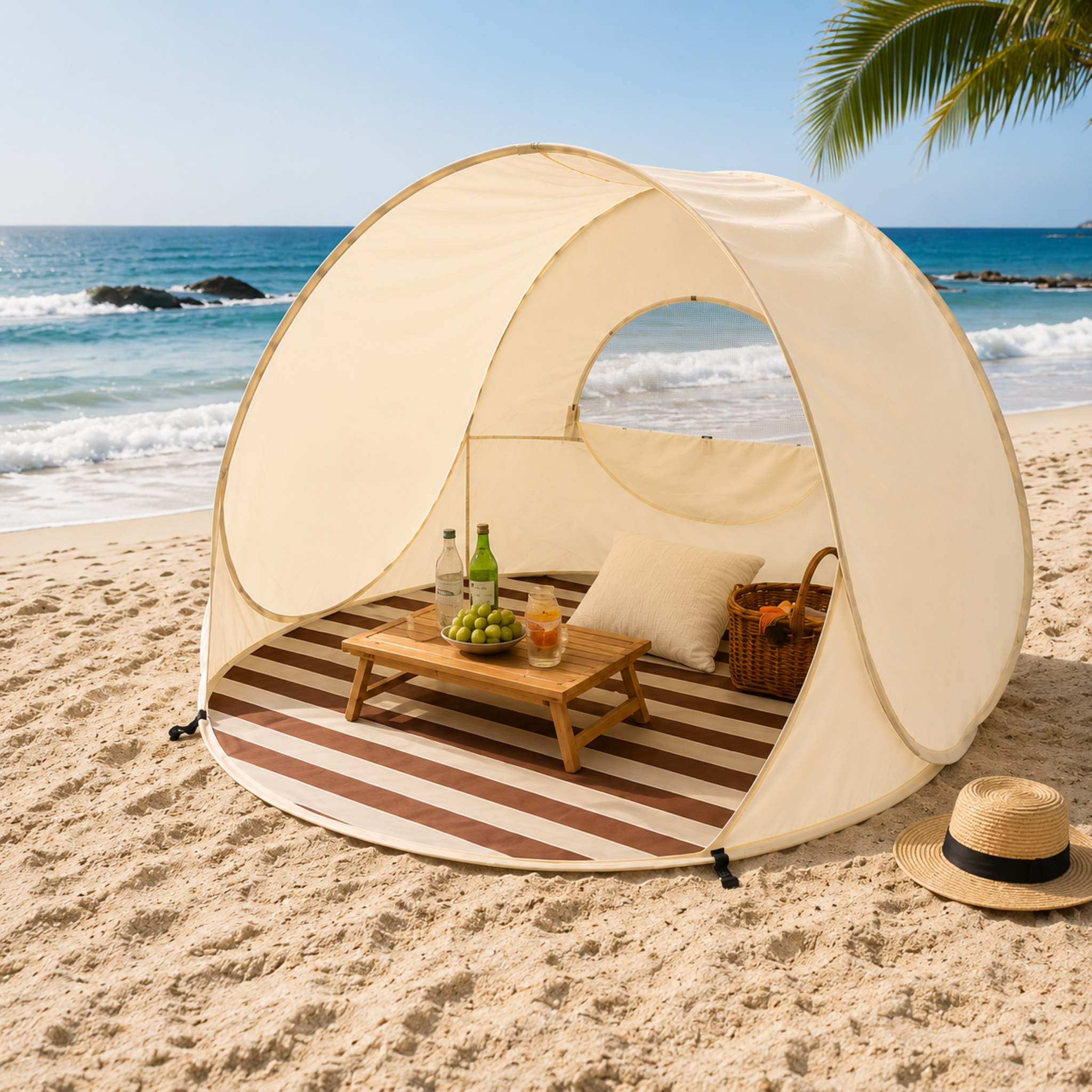 Pop-up Strandtent voor 3 tot 4 Personen met Snelle Opzet