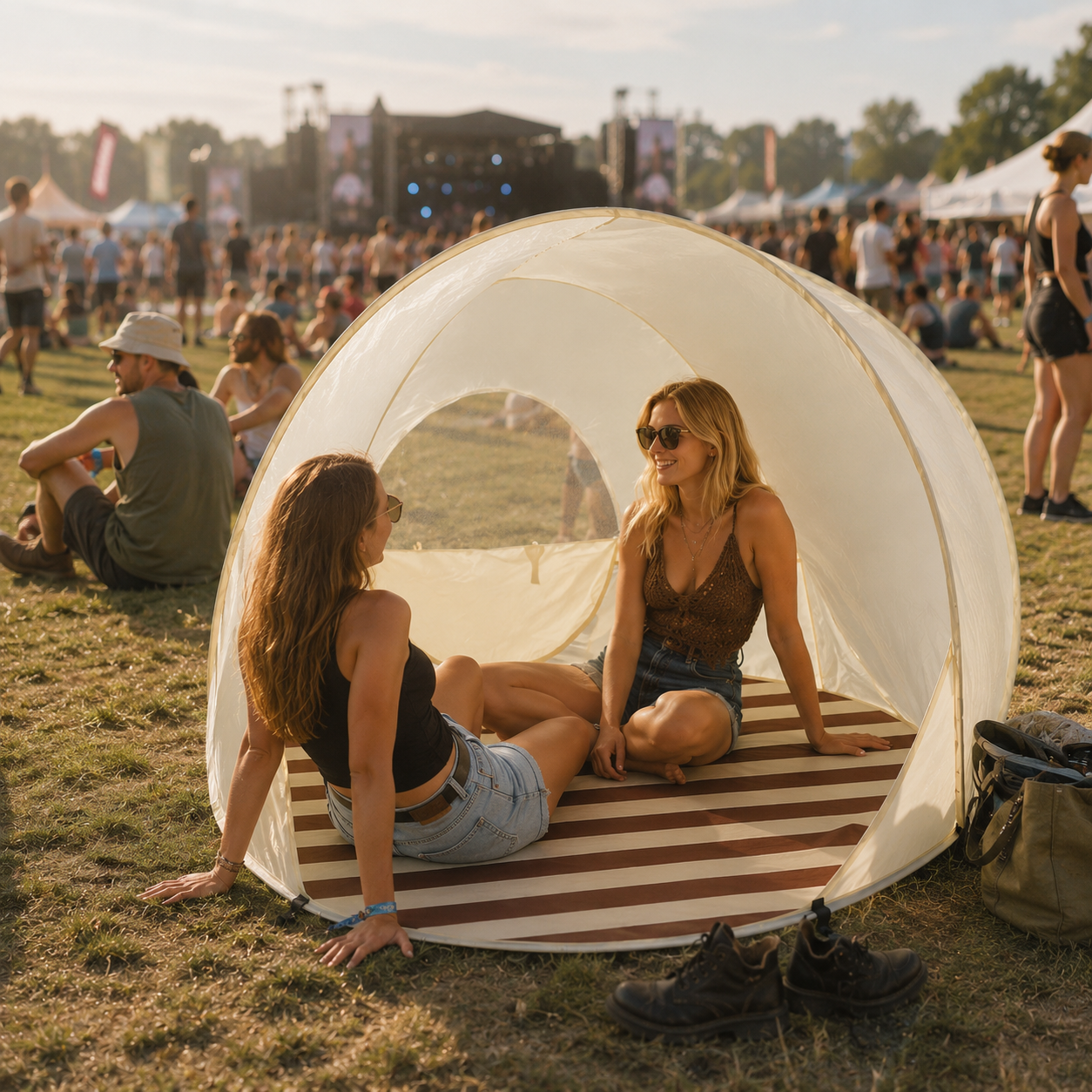 Pop-up Strandtent voor 3 tot 4 Personen met Snelle Opzet