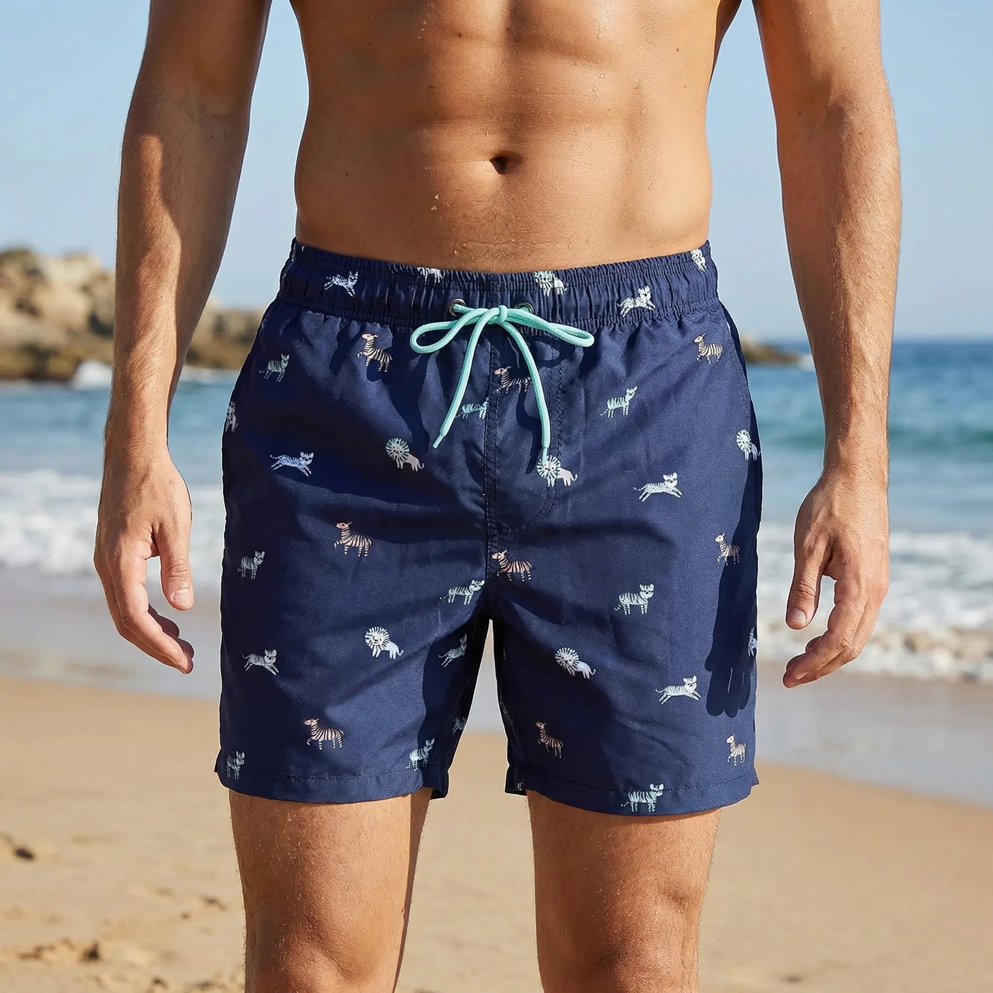 Heren Sneldrogende Zwemshort met Elastische Taille en Steekzakken