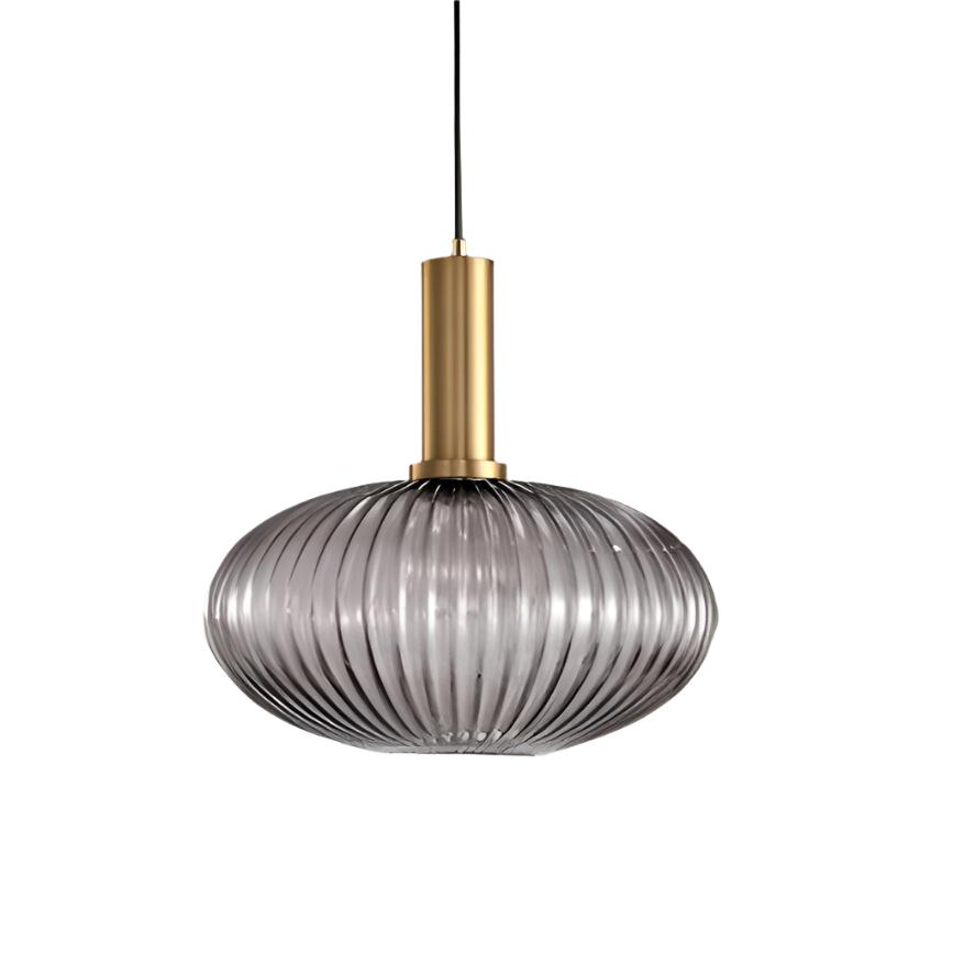 Glas Hanglamp Met Geribbelde Kap En Strakke Buisfitting Voor Zachte Ruimteverlichting