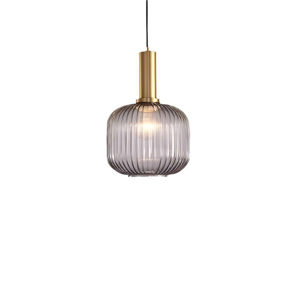 Glas Hanglamp Met Geribbelde Kap En Strakke Buisfitting Voor Zachte Ruimteverlichting