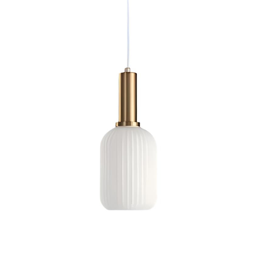 Glas Hanglamp Met Geribbelde Kap En Strakke Buisfitting Voor Zachte Ruimteverlichting