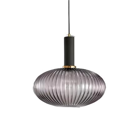 Glas Hanglamp Met Geribbelde Kap En Strakke Buisfitting Voor Zachte Ruimteverlichting