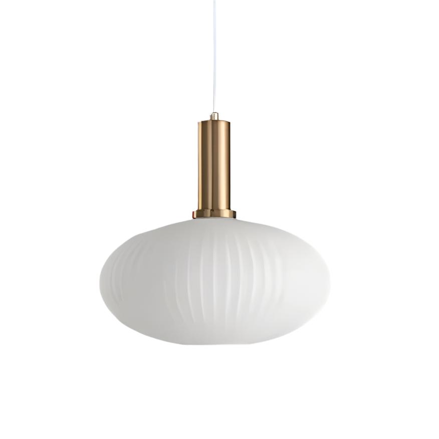 Glas Hanglamp Met Geribbelde Kap En Strakke Buisfitting Voor Zachte Ruimteverlichting