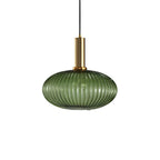 Glas Hanglamp Met Geribbelde Kap En Strakke Buisfitting Voor Zachte Ruimteverlichting