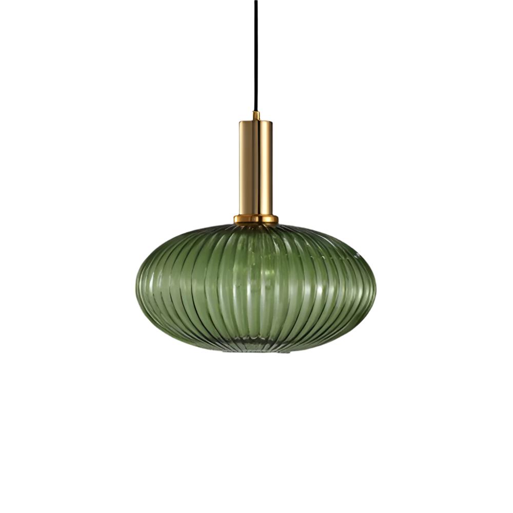 Glas Hanglamp Met Geribbelde Kap En Strakke Buisfitting Voor Zachte Ruimteverlichting