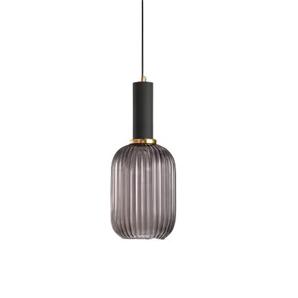 Glas Hanglamp Met Geribbelde Kap En Strakke Buisfitting Voor Zachte Ruimteverlichting