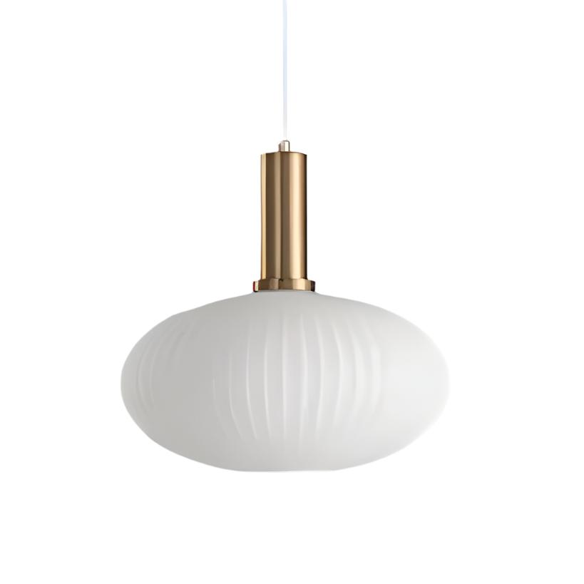 Glas Hanglamp Met Geribbelde Kap En Strakke Buisfitting Voor Zachte Ruimteverlichting