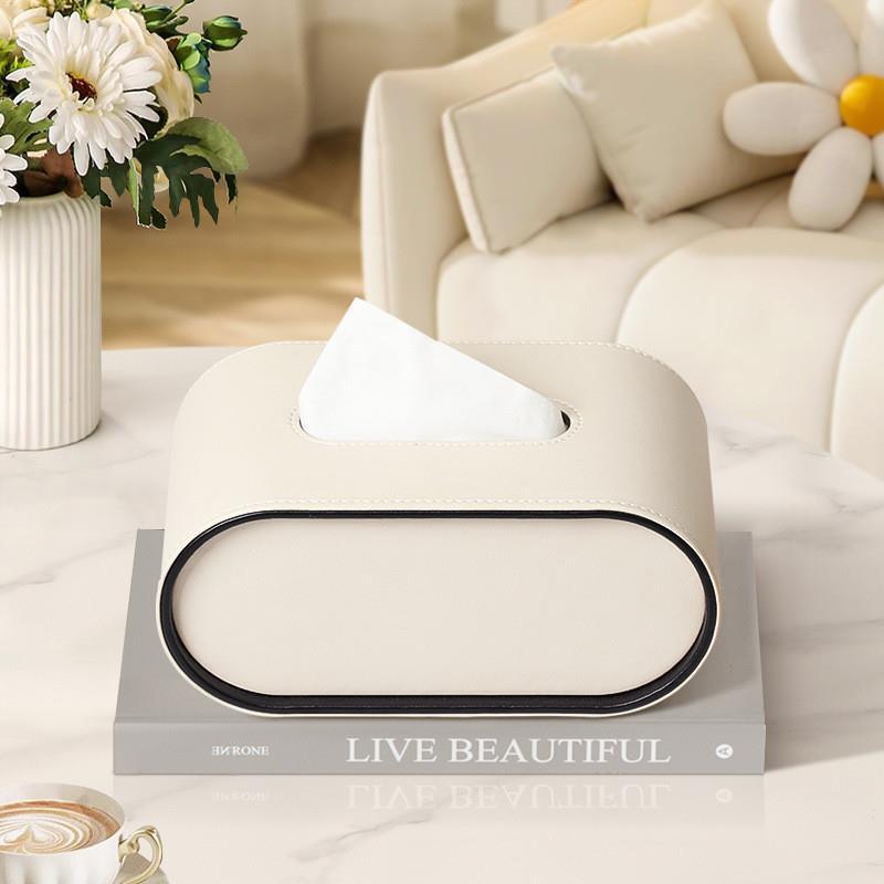 Tissuebox Met Ovaal Ontwerp En Luxe Pu‑Leren Afwerking
