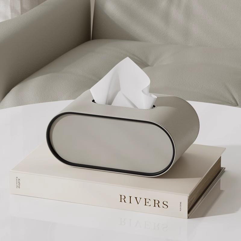 Tissuebox Met Ovaal Ontwerp En Luxe Pu‑Leren Afwerking